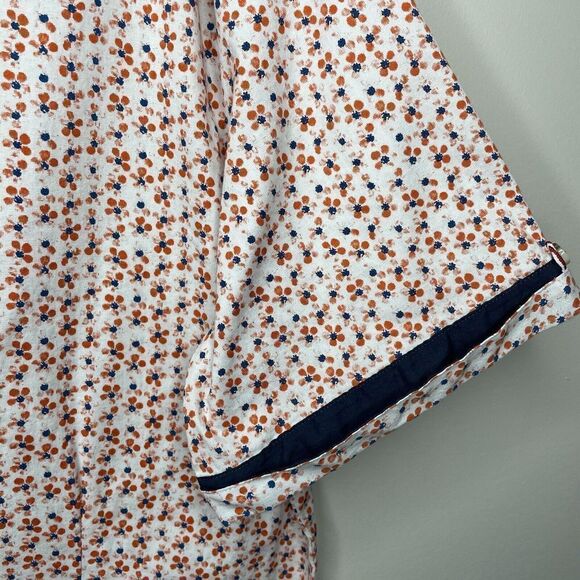 BILLY LONDON UK Shirt Mens XXL White Orange Floral Button Up Slim Fit Stretch - Picture 3 of 9